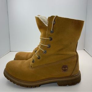 Timberland 8329R Wheat Nubuck Leather Teddy Fleece Folddown Women Boots Size Us7